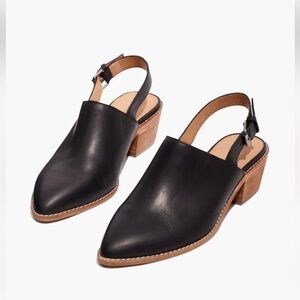 Madewell The Jess Slingback Buckle Mule  Clog Heel in Black S-515 Sz 8